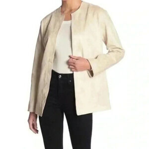 NWOT Love Token Faux Suede Open Front Belted Jacket